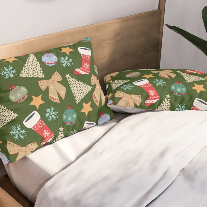 Cute Christmas Dark Green Pillow Sham Gallery Image 2