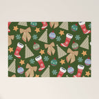 Cute Christmas Dark Green Welcome Mat Gallery Image 1