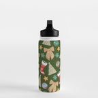 Cute Christmas Dark Green Water Bottle Gallery Image 3