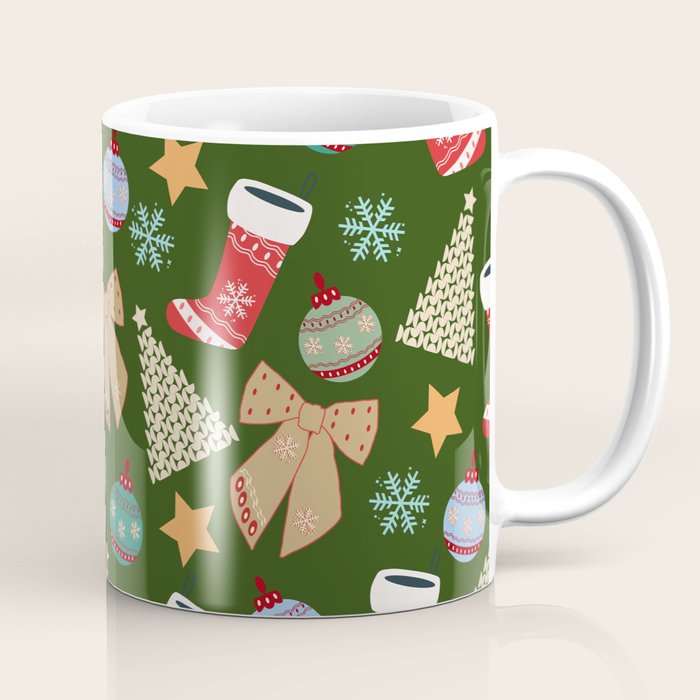 Cute Christmas Dark Green Coffee Mug Gallery Image 1