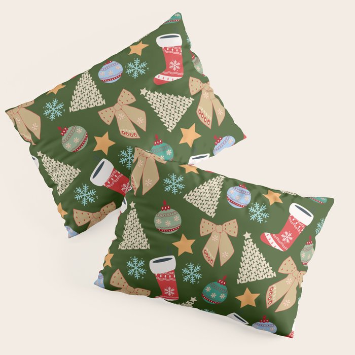Cute Christmas Dark Green Pillow Sham Gallery Image 3