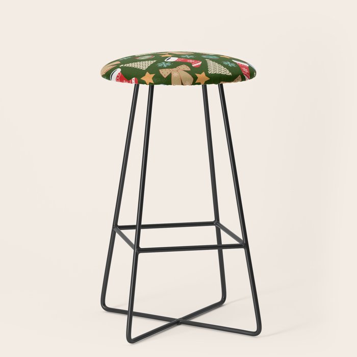 Cute Christmas Dark Green Stool Gallery Image 1
