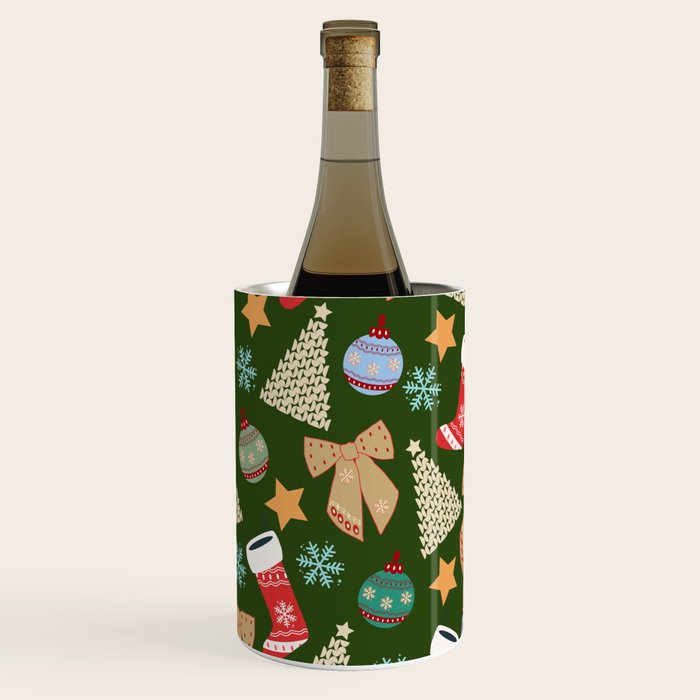 Cute Christmas Dark Green Wine Chiller Gallery Image 1