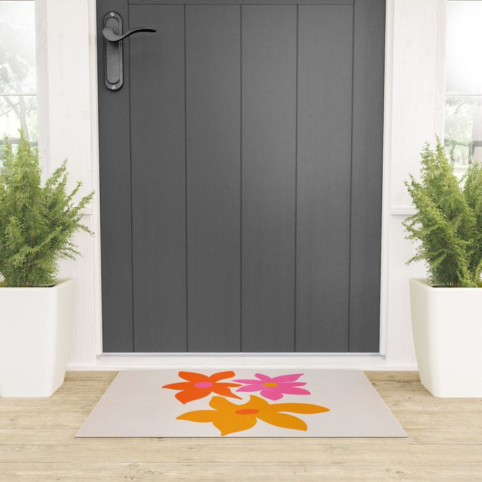 Abstract Summer Flowers Welcome Mat Gallery Image 3