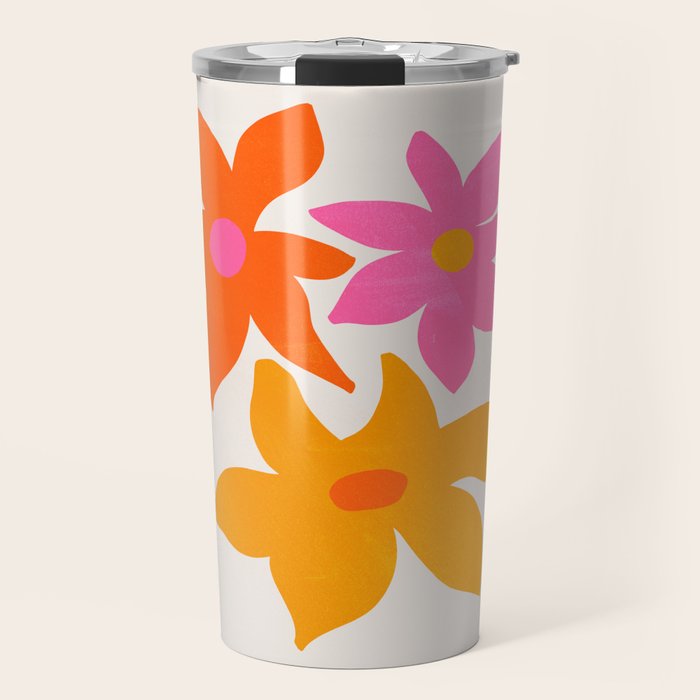 Abstract Summer Flowers Travel Mug Gallery Image 1