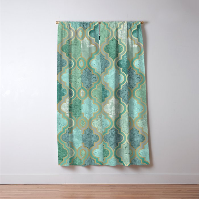 Moroccan Teal Green Window Curtain Gallery Image 3