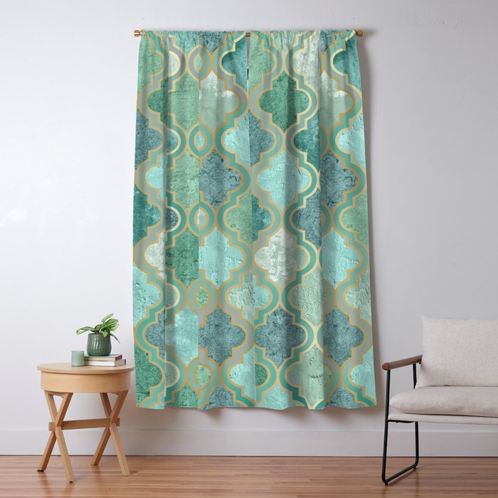 Moroccan Teal Green Window Curtain Gallery Image 5
