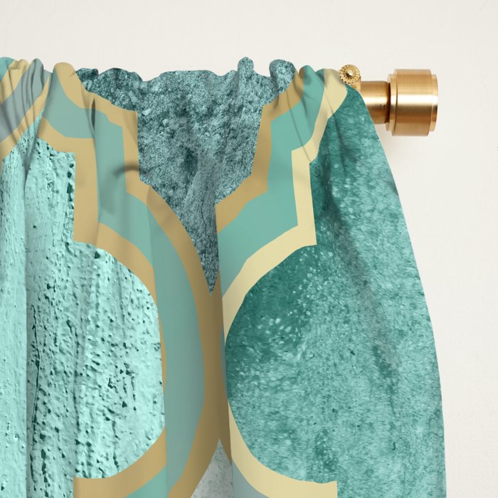 Moroccan Teal Green Window Curtain Gallery Image 2