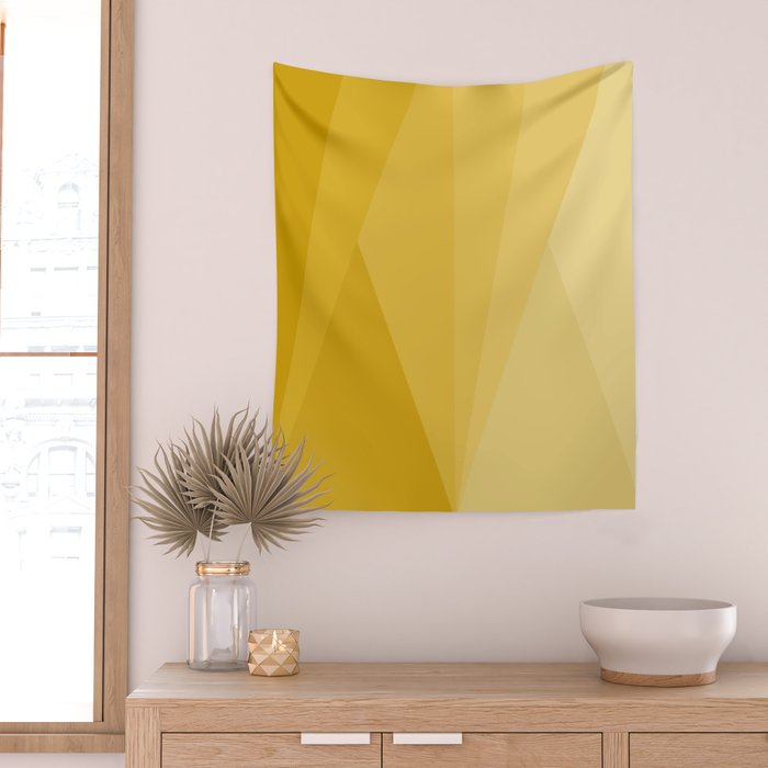 Geometric Triangles VIII Golden Yellow Wall Tapestry Gallery Image 2