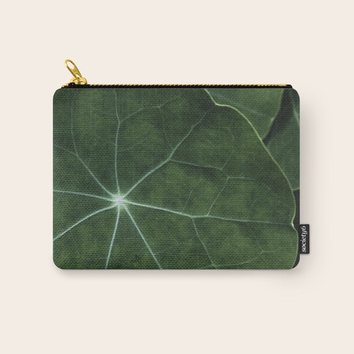 Nasturtium Leaf Botanical Photograph - moody minimal modern photography Carry All Pouch Gallery Image 1