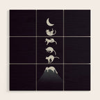 Cat Landscape 103: Falling Cat Moon Wood Wall Art Gallery Image 1