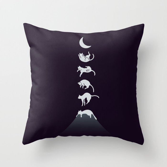Cat Landscape 103: Falling Cat Moon Throw Pillow Gallery Image 6