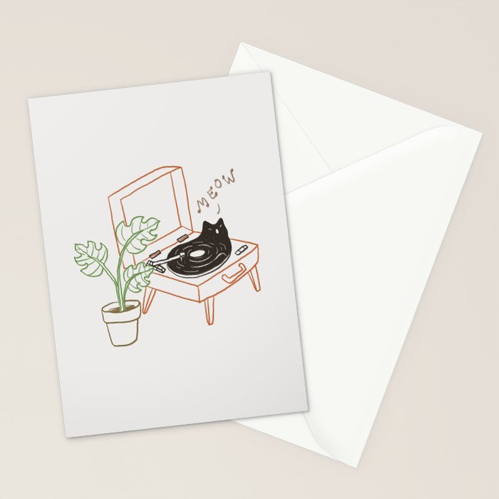 Cat and Plant 78: Vinyl Cat Stationery Card Gallery Image 2