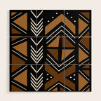 African Mudcloth Bogolan Traditional Fabric Design Wood Wall Art Gallery Image 1