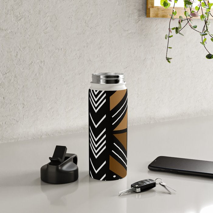 African Mudcloth Bogolan Traditional Fabric Design Water Bottle Gallery Image 4