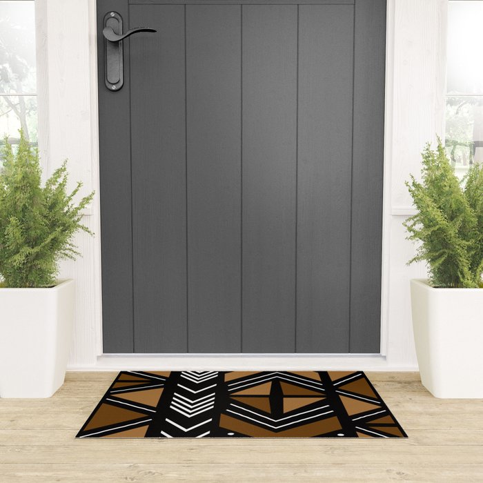 African Mudcloth Bogolan Traditional Fabric Design Welcome Mat Gallery Image 3