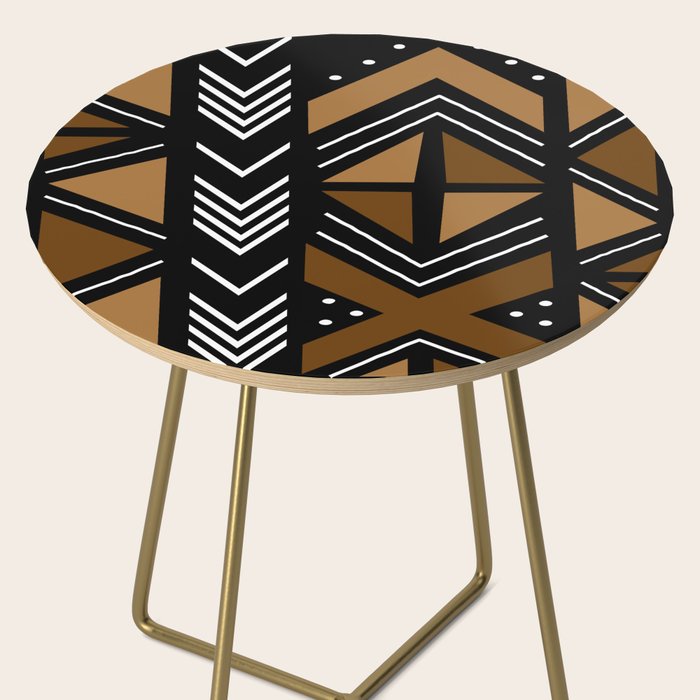 African Mudcloth Bogolan Traditional Fabric Design Side Table Gallery Image 2