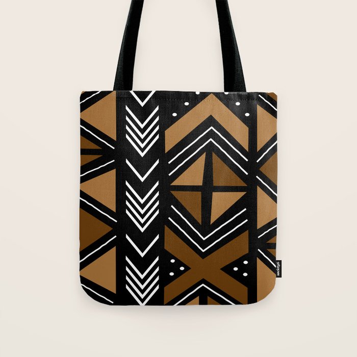African Mudcloth Bogolan Traditional Fabric Design Tote Bag Gallery Image 1