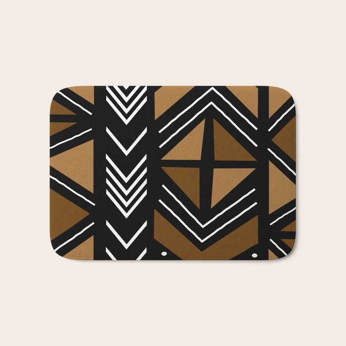 African Mudcloth Bogolan Traditional Fabric Design Bath Mat Gallery Image 1