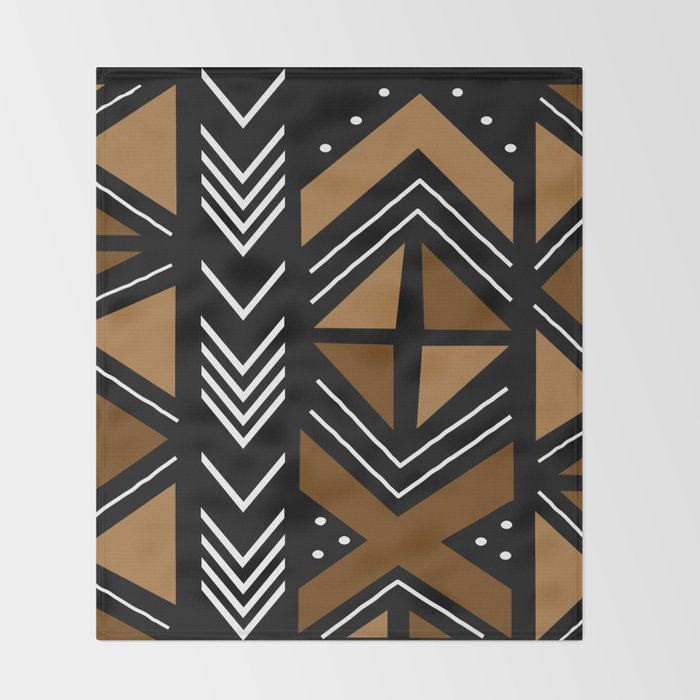 African Mudcloth Bogolan Traditional Fabric Design Throw Blanket Gallery Image 2