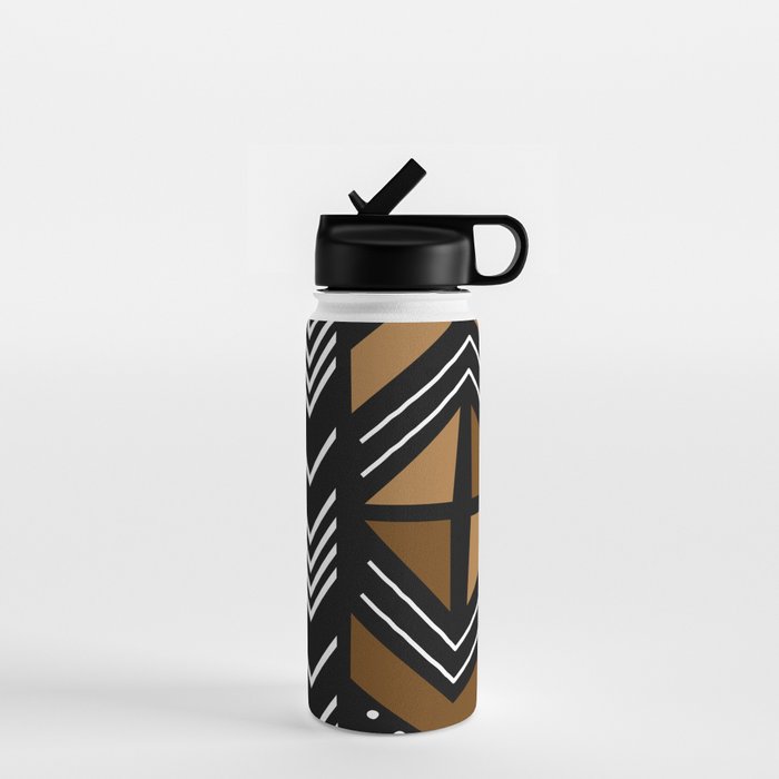 African Mudcloth Bogolan Traditional Fabric Design Water Bottle Gallery Image 1