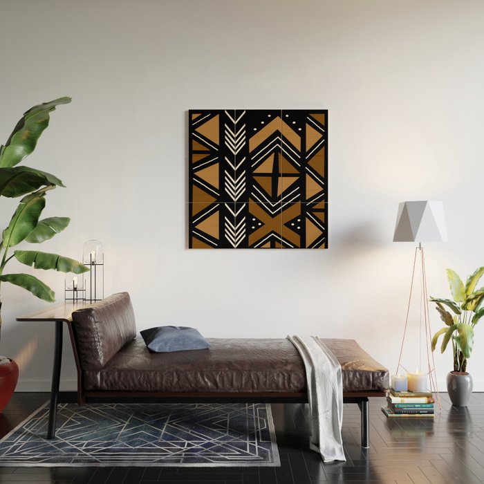 African Mudcloth Bogolan Traditional Fabric Design Wood Wall Art Gallery Image 2