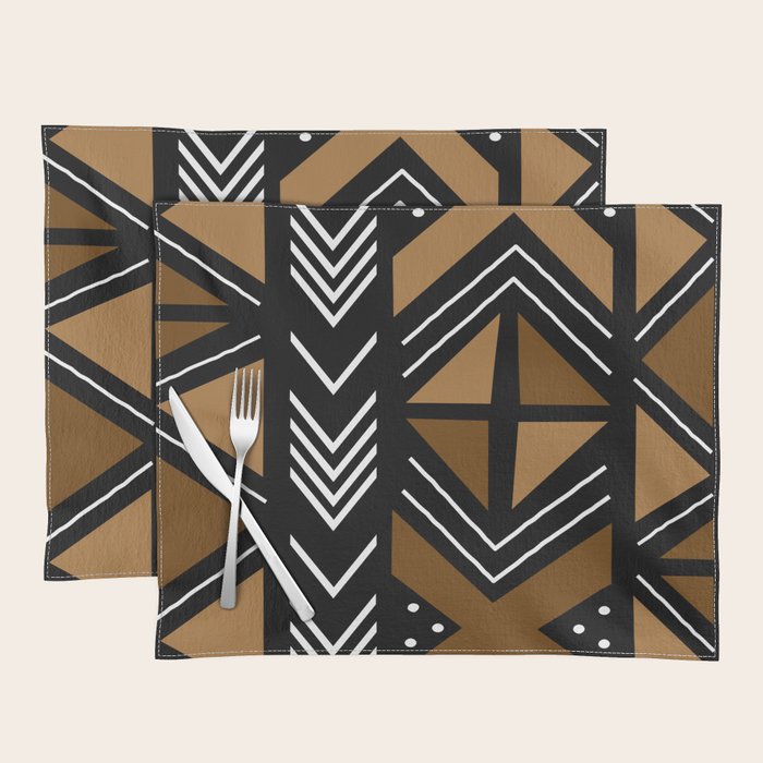 African Mudcloth Bogolan Traditional Fabric Design Placemat Gallery Image 1