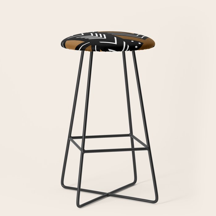 African Mudcloth Bogolan Traditional Fabric Design Stool Gallery Image 1