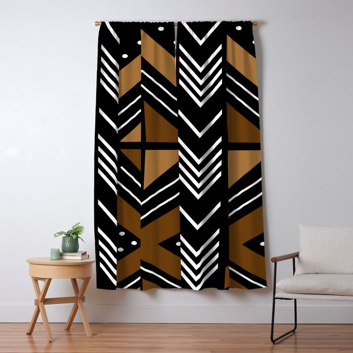 African Mudcloth Bogolan Traditional Fabric Design Window Curtain
