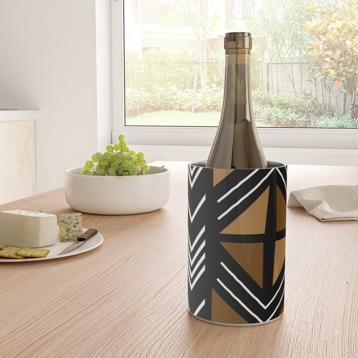African Mudcloth Bogolan Traditional Fabric Design Wine Chiller Gallery Image 4