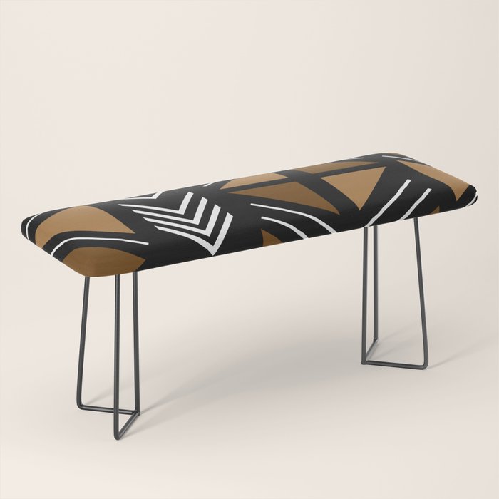 African Mudcloth Bogolan Traditional Fabric Design Bench Gallery Image 1