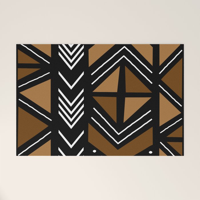African Mudcloth Bogolan Traditional Fabric Design Welcome Mat Gallery Image 1