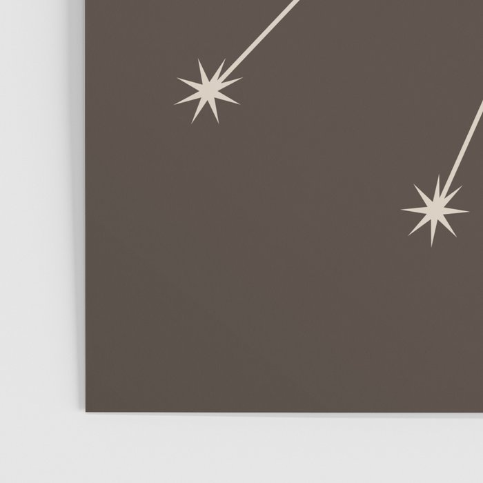 Taurus Zodiac Star Constellation Line Art Coffee Brown Poster Gallery Image 3