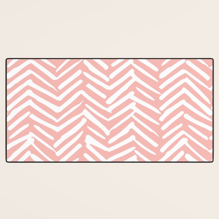 Pink, Boho, Abstract, Herringbone Pattern Desk Mat Gallery Image 3