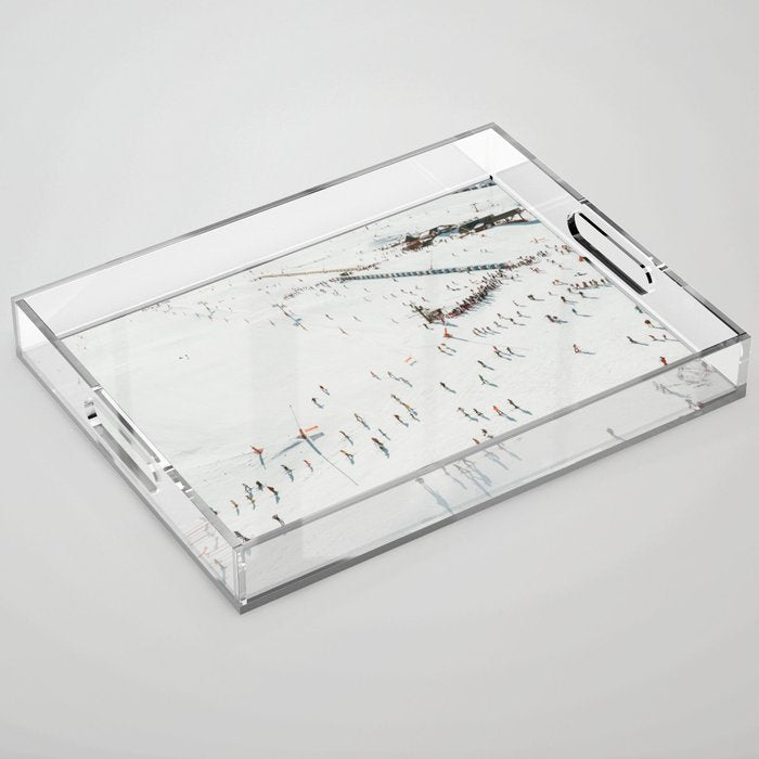 Aerial shot of ski resort Acrylic Tray Gallery Image 1