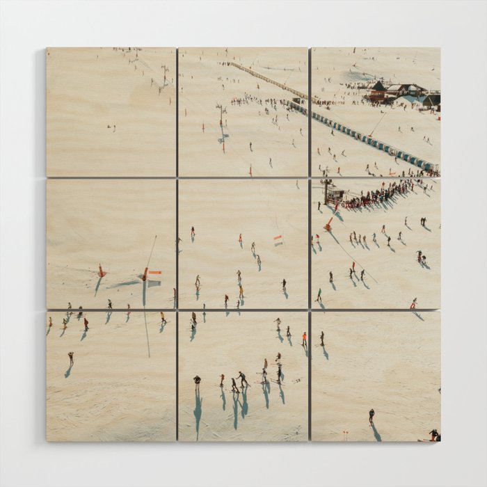 Aerial shot of ski resort Wood Wall Art Gallery Image 1