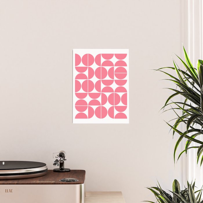 Mid Century Modern Geometric 04 Pink Poster Gallery Image 2