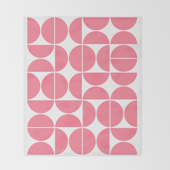 Mid Century Modern Geometric 04 Pink Throw Blanket Gallery Image 2