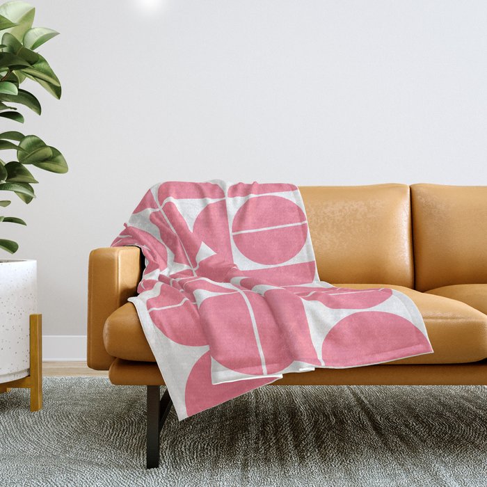 Mid Century Modern Geometric 04 Pink Throw Blanket Gallery Image 1