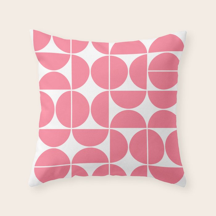 Mid Century Modern Geometric 04 Pink Throw Pillow Gallery Image 6