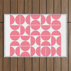 Mid Century Modern Geometric 04 Pink Outdoor Rug Gallery Image 1