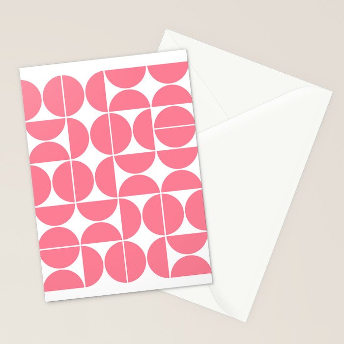 Mid Century Modern Geometric 04 Pink Stationery Card Gallery Image 2