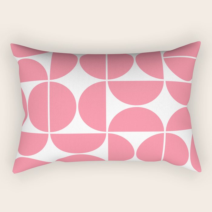 Mid Century Modern Geometric 04 Pink Rectangular Pillow Gallery Image 2