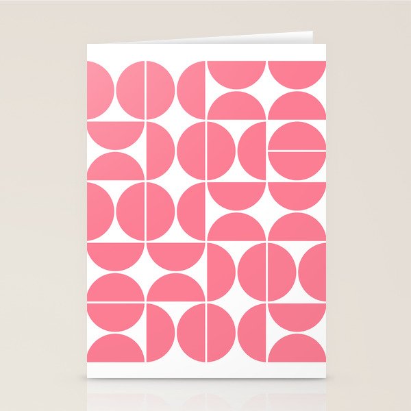 Mid Century Modern Geometric 04 Pink Stationery Card Gallery Image 1