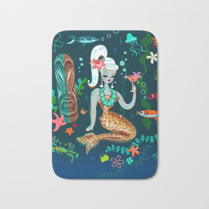 Blonde Leopard Martini Mermaid Bath Mat Gallery Image 1