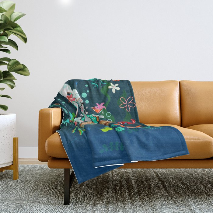 Blonde Leopard Martini Mermaid Throw Blanket Gallery Image 1