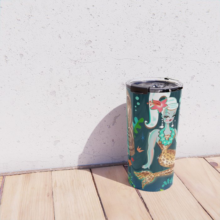 Blonde Leopard Martini Mermaid Travel Mug Gallery Image 4