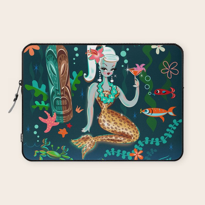Blonde Leopard Martini Mermaid Laptop Sleeve Gallery Image 1