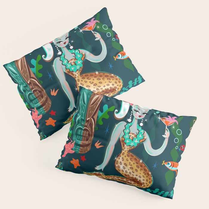 Blonde Leopard Martini Mermaid Pillow Sham Gallery Image 3