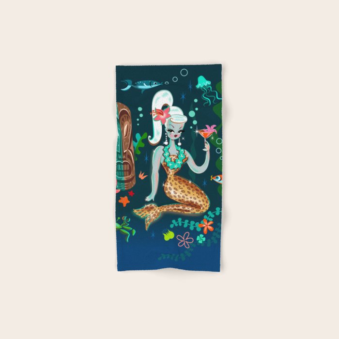 Blonde Leopard Martini Mermaid Bath Towel Gallery Image 1